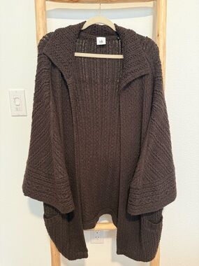 CAbi Dark Brown Open-Front Knit Cardigan
